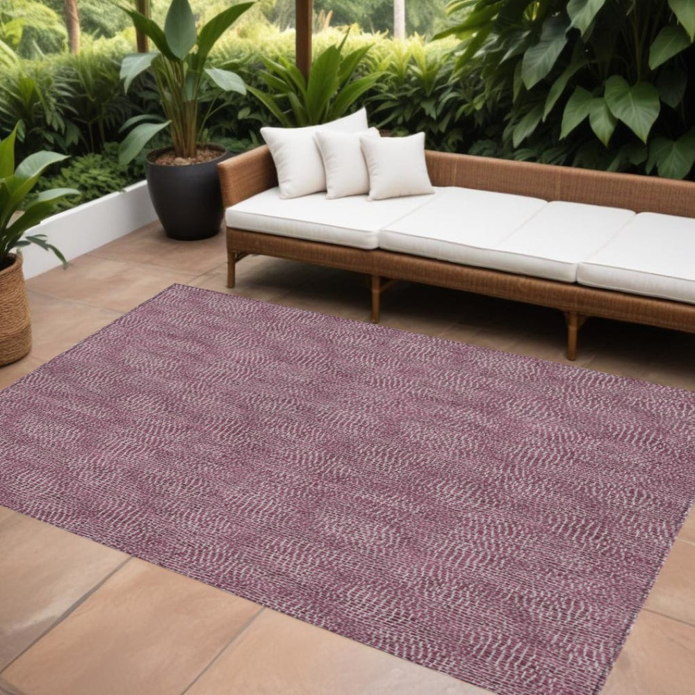 HomeRoots 9' X 12' Eggplant and Ivory Geometric Area Rug - Durable, Washable, Indoor/Outdoor Design for Modern Spaces 602363