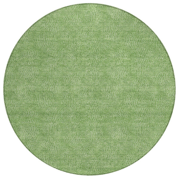HomeRoots 5' Modern Green and Ivory Geometric Indoor Outdoor Area Rug - Durable, Washable, Stylish Design 8' Round 602367