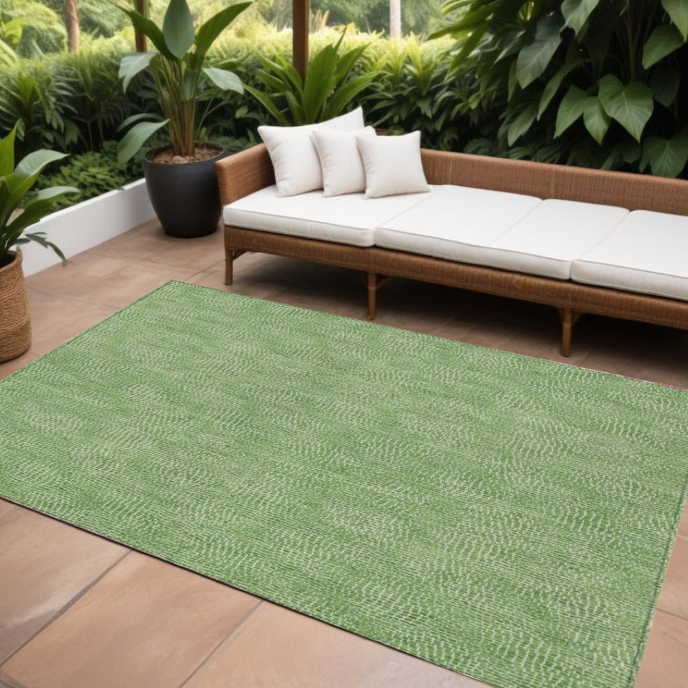 HomeRoots 9' X 12' Stylish Green and Ivory Geometric Washable Rug for Indoor/Outdoor Versatile Spaces 602369