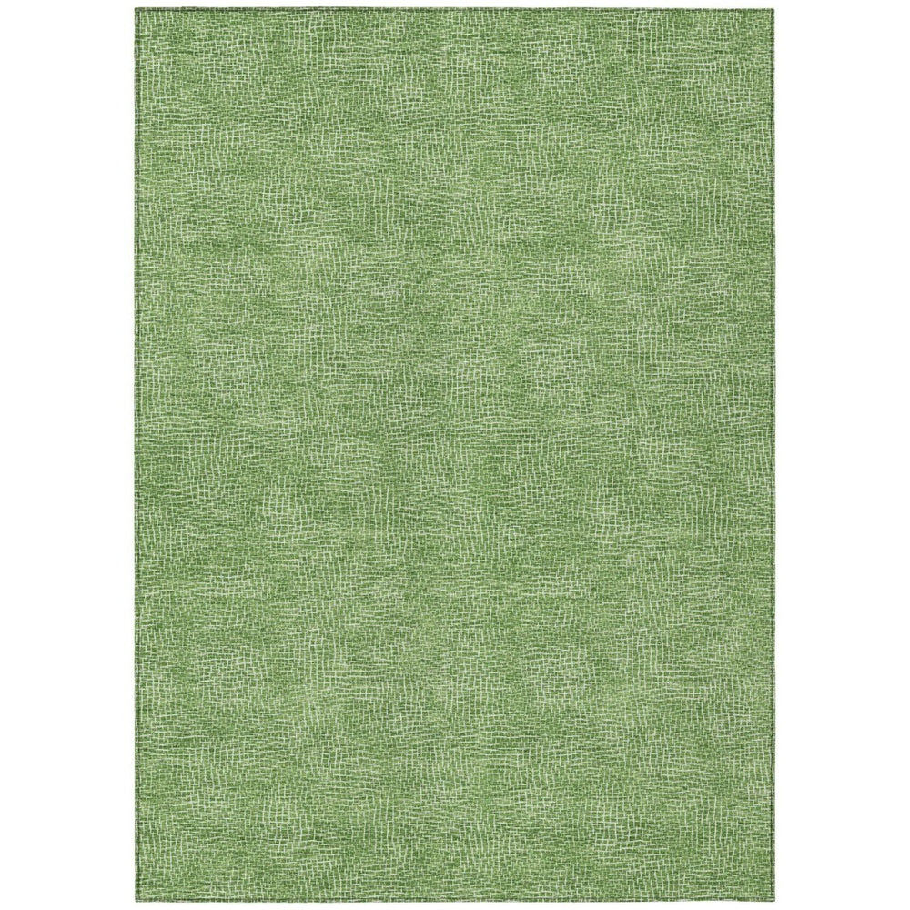 HomeRoots 9' X 12' Stylish Green and Ivory Geometric Washable Rug for Indoor/Outdoor Versatile Spaces 602369