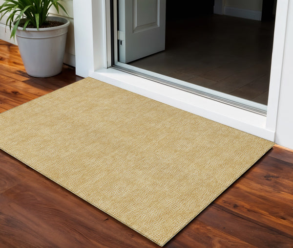 Homeroots 3' Beige And Ivory Geometric Washable Area Rug - Perfect For Indoor And Outdoor Comfort & Style 3' X 5' Polyester 602371