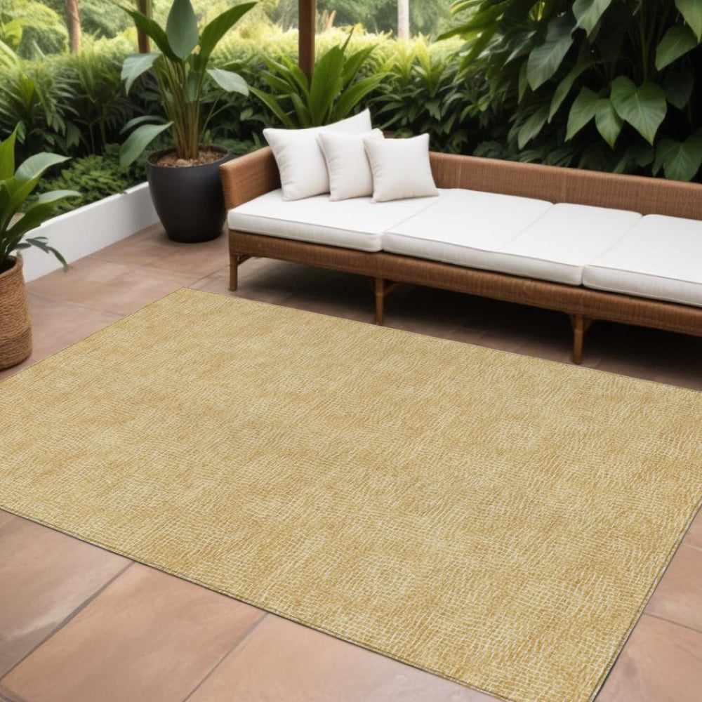 HomeRoots 9' X 12' Gold and Ivory Geometric Area Rug - Stylish, Washable, Durable for Indoor & Outdoor Spaces! 602375