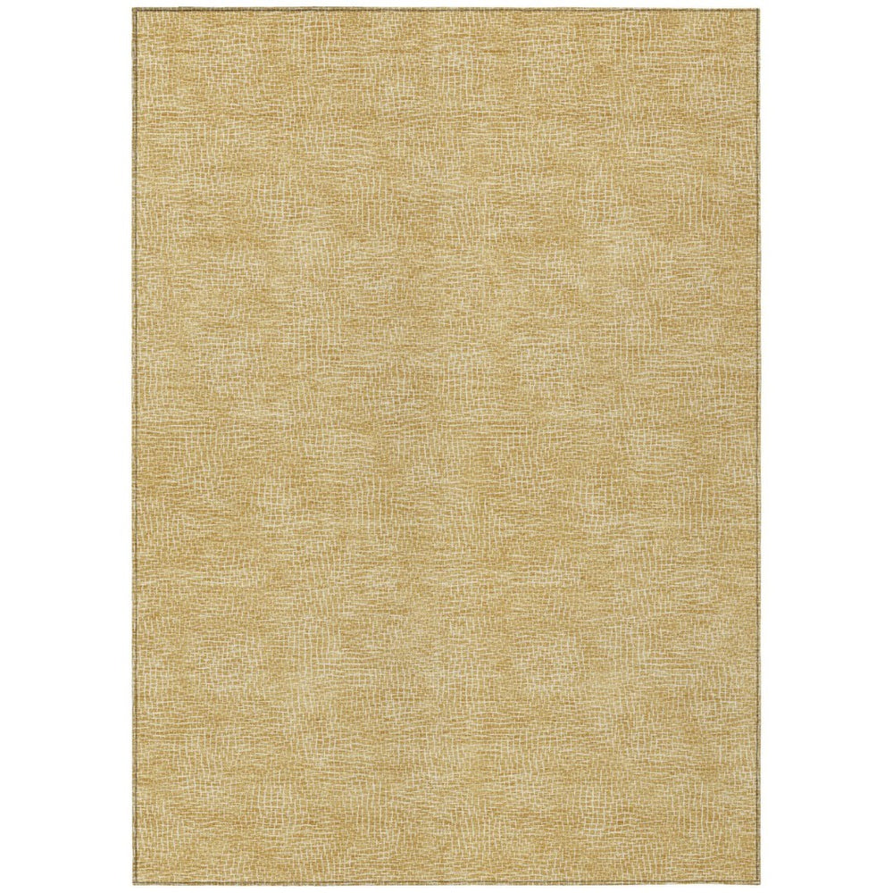 HomeRoots 9' X 12' Gold and Ivory Geometric Area Rug - Stylish, Washable, Durable for Indoor & Outdoor Spaces! 602375