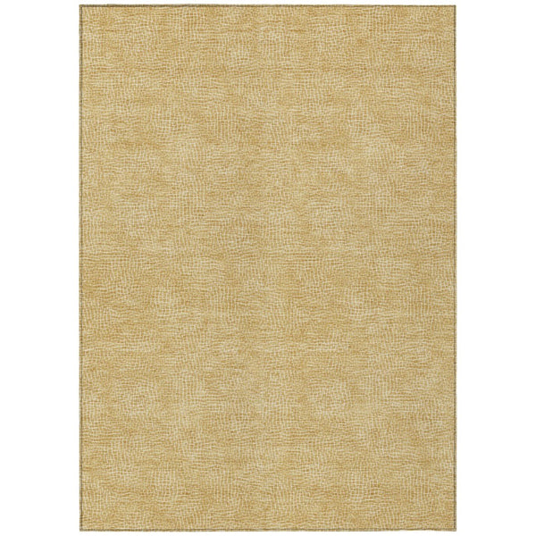 HomeRoots 5' Gold and Ivory Geometric Area Rug - Stylish, Washable, Durable for Indoor and Outdoor Spaces 10' X 14' 602376