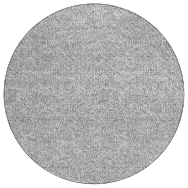 HomeRoots 5' Gray and Ivory Geometric Area Rug – Washable, Durable, Stylish for Indoor and Outdoor Spaces 8' Round 602379