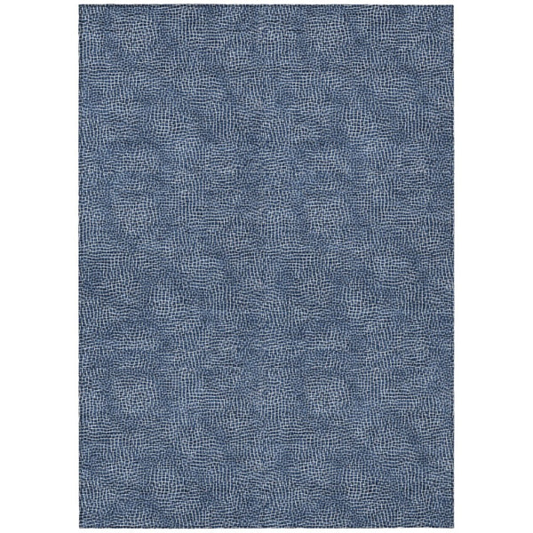 HomeRoots 5' Navy Blue and Ivory Geometric Area Rug – Durable, Washable, Perfect for Indoor and Outdoor Spaces 5' X 8' 602384