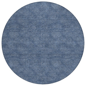HomeRoots 5' Navy Blue and Ivory Geometric Area Rug – Durable, Washable, Perfect for Indoor and Outdoor Spaces 8' Round 602385