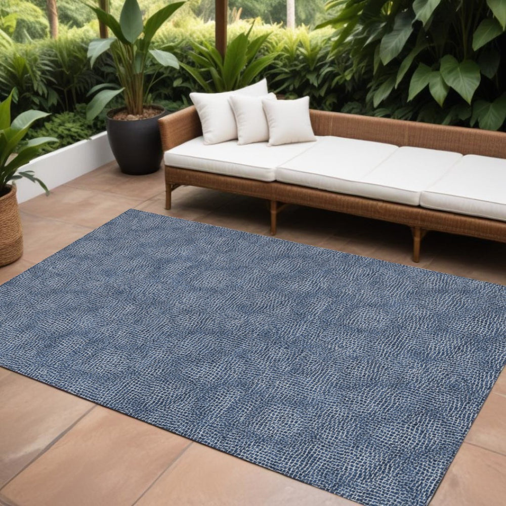 HomeRoots 5' Navy Blue and Ivory Geometric Area Rug – Durable, Washable, Perfect for Indoor and Outdoor Spaces 8' X 10' 602386