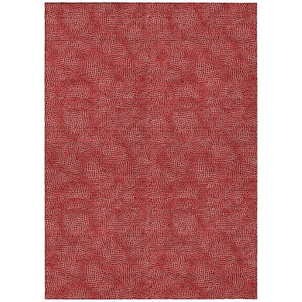 HomeRoots 5' Red and Ivory Geometric Area Rug – Stylish, Washable Design for Indoor and Outdoor Spaces 5' X 8' 602390