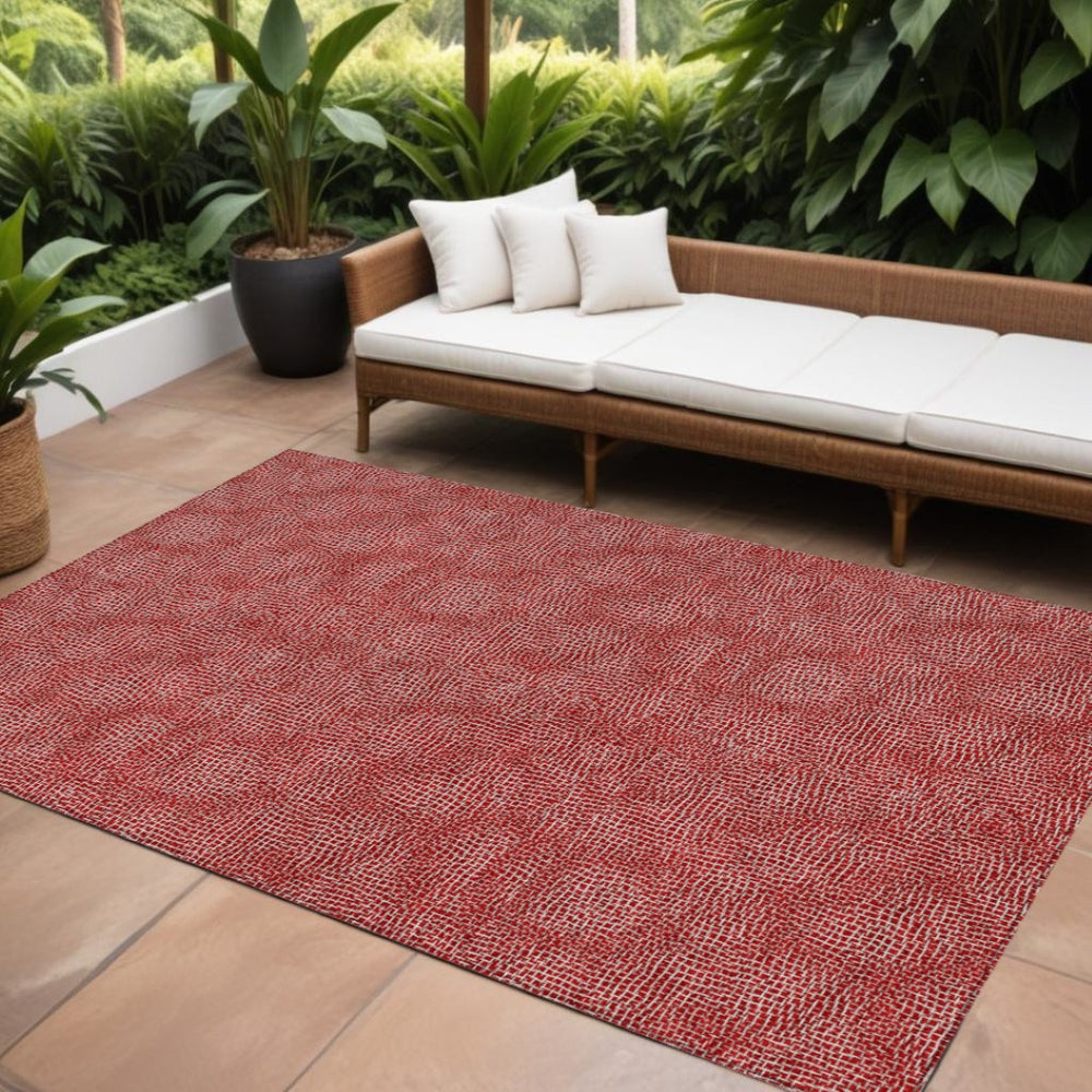 HomeRoots 5' Red and Ivory Geometric Area Rug – Stylish, Washable Design for Indoor and Outdoor Spaces 10' X 14' 602394