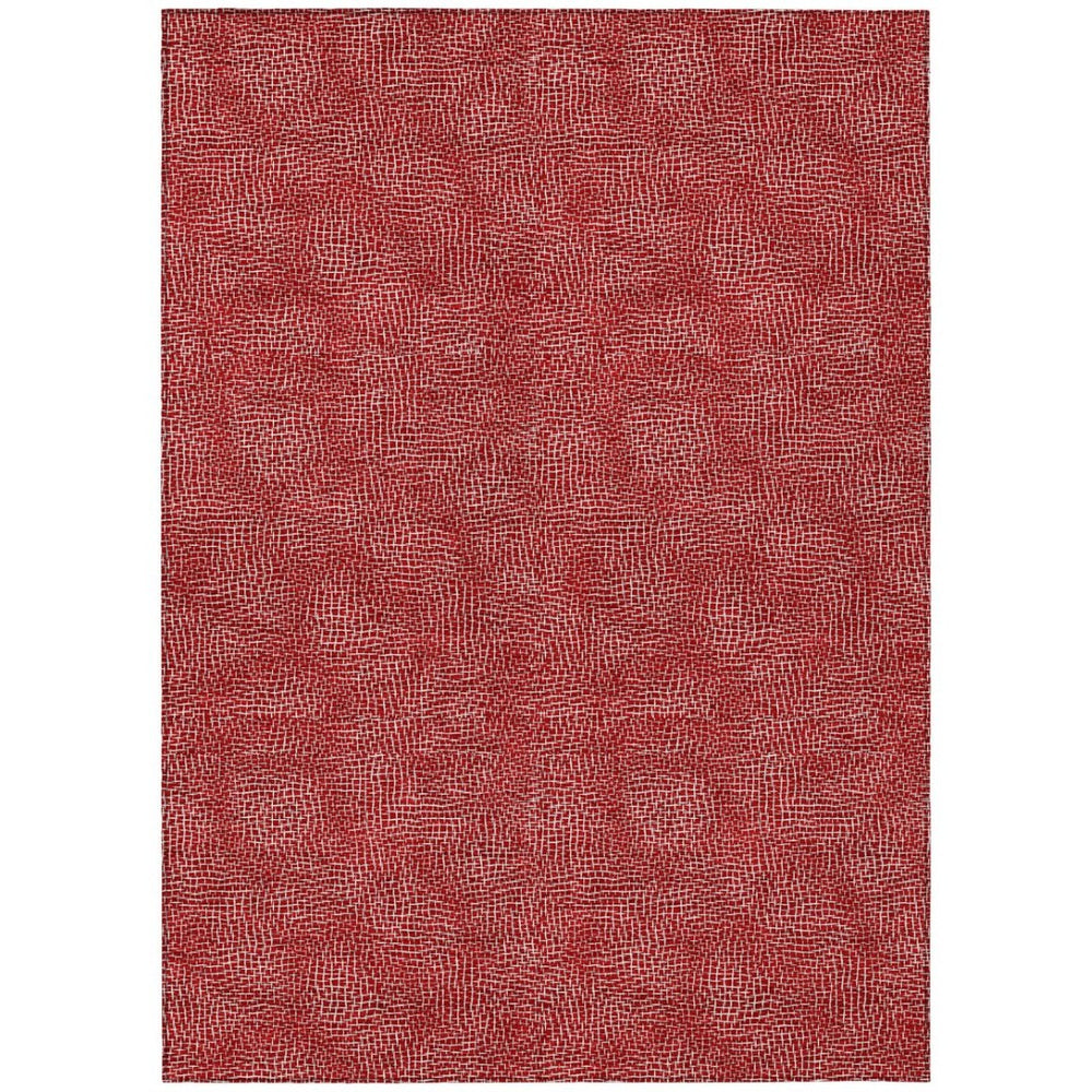 HomeRoots 5' Red and Ivory Geometric Area Rug – Stylish, Washable Design for Indoor and Outdoor Spaces 10' X 14' 602394