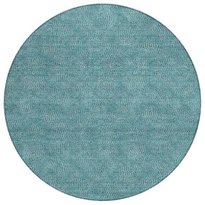 HomeRoots 5' Teal Blue and Ivory Geometric Area Rug – Stylish, Durable, Washable for Indoor and Outdoor Spaces 8' Round 602397