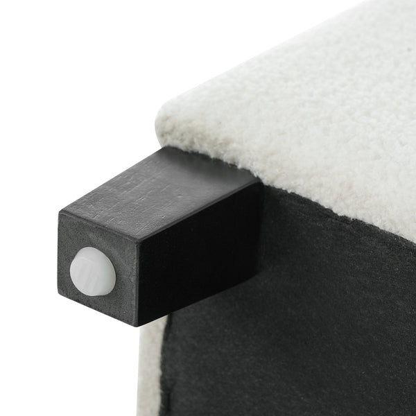English Elm Ottoman Storage Bench Boucle Tufted Upholstered with Rubberwood Legs Bedroom Entryway N779P369512W