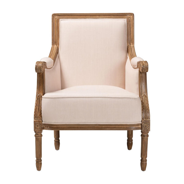 Baxton Studio Baxton Studio Chavanon Distressed Wood & Light Beige Linen French Accent Chair for Stylish Spaces ASS500Mi CG4