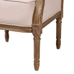 Baxton Studio Baxton Studio Chavanon Distressed Wood & Light Beige Linen French Accent Chair for Stylish Spaces ASS500Mi CG4