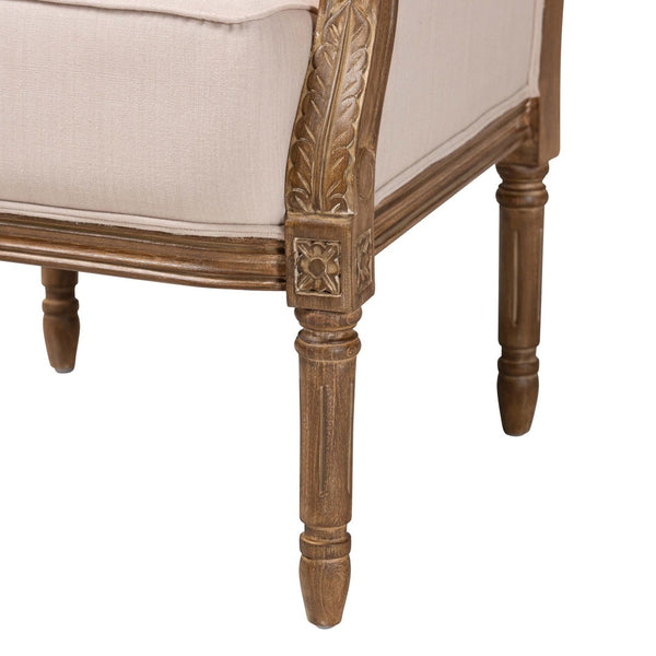 Baxton Studio Baxton Studio Chavanon Distressed Wood & Light Beige Linen French Accent Chair for Stylish Spaces ASS500Mi CG4