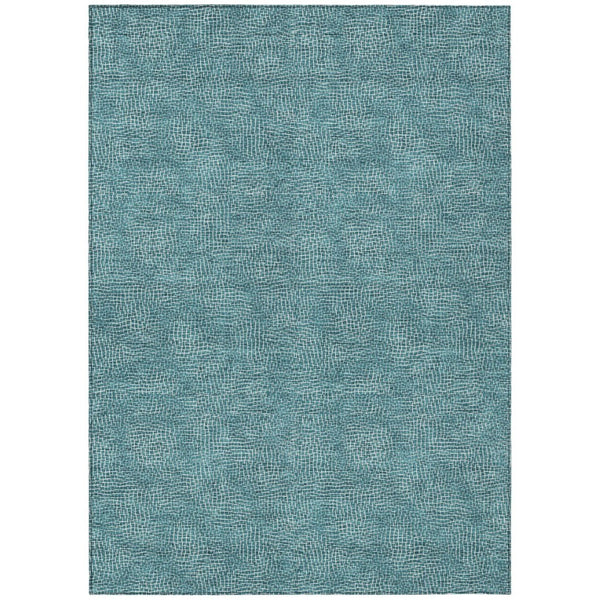 HomeRoots 5' Teal Blue and Ivory Geometric Area Rug – Stylish, Durable, Washable for Indoor and Outdoor Spaces 10' X 14' 602400