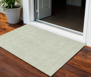 Homeroots 3' Artichoke Green Geometric Washable Area Rug For Indoor And Outdoor Spaces - Durable Style! 3' X 5' Polyester 602401