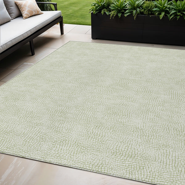 Homeroots 3' Artichoke Green Geometric Washable Area Rug For Indoor And Outdoor Spaces - Durable Style! 5' X 8' Polyester 602402