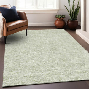 Homeroots 3' Artichoke Green Geometric Washable Area Rug For Indoor And Outdoor Spaces - Durable Style! 5' X 8' Polyester 602402