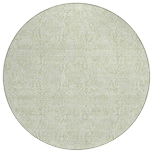 HomeRoots 5' Stylish Artichoke Green and Ivory Geometric Area Rug for Indoor and Outdoor High-Traffic Spaces 8' Round 602403