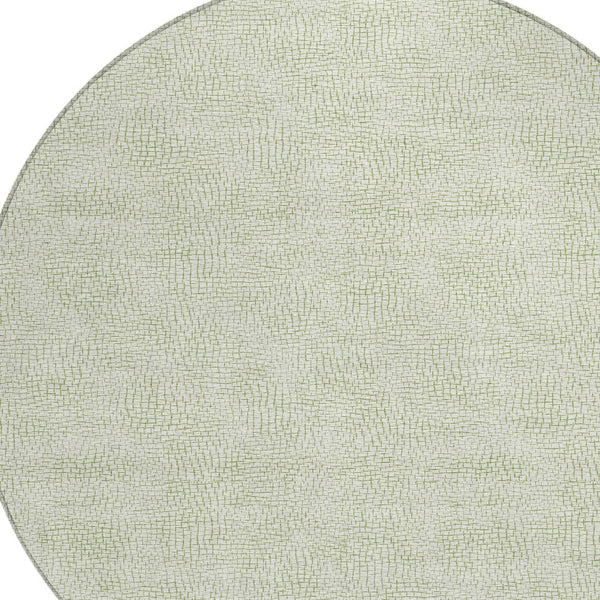 Homeroots 3' Artichoke Green Geometric Washable Area Rug For Indoor And Outdoor Spaces - Durable Style! 8' Round Polyester 602403