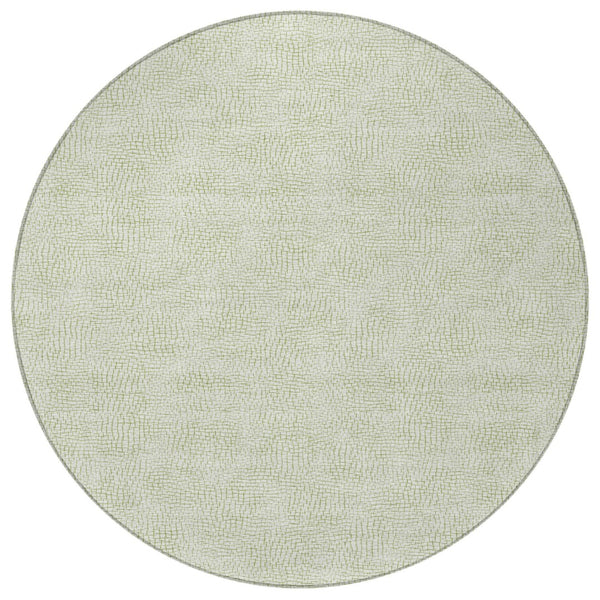 Homeroots 3' Artichoke Green Geometric Washable Area Rug For Indoor And Outdoor Spaces - Durable Style! 8' Round Polyester 602403