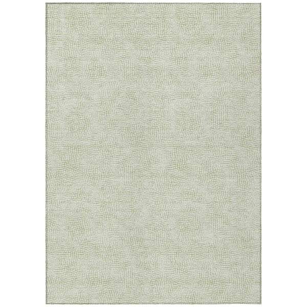 HomeRoots 5' Stylish Artichoke Green and Ivory Geometric Area Rug for Indoor and Outdoor High-Traffic Spaces 8' X 10' 602404