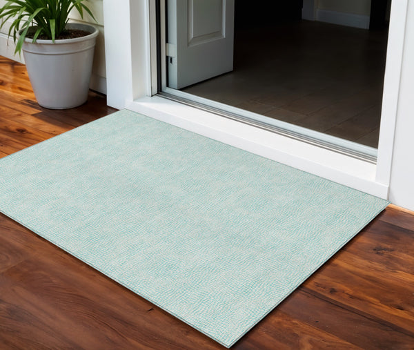 Homeroots 3' Artichoke Green Geometric Washable Area Rug For Indoor And Outdoor Spaces - Durable Style! 3' X 5' Polyester 602407