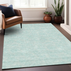 Homeroots 3' Artichoke Green Geometric Washable Area Rug For Indoor And Outdoor Spaces - Durable Style! 3' X 5' Polyester 602407