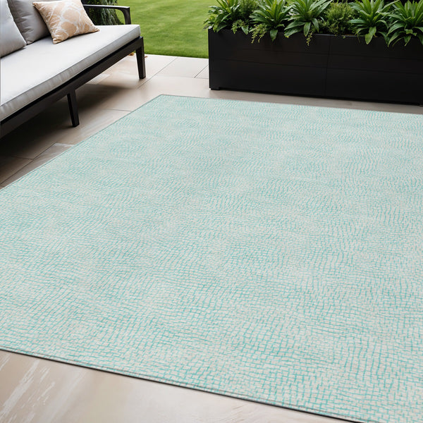 Homeroots 3' Artichoke Green Geometric Washable Area Rug For Indoor And Outdoor Spaces - Durable Style! 5' X 8' Polyester 602408