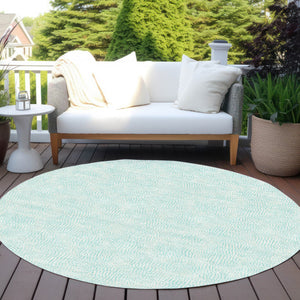 Homeroots 3' Artichoke Green Geometric Washable Area Rug For Indoor And Outdoor Spaces - Durable Style! 8' Round Polyester 602409