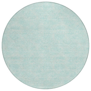 HomeRoots 5' Stylish Aqua and Ivory Geometric Area Rug - Durable, Washable Design for Indoor and Outdoor Use 8' Round 602409