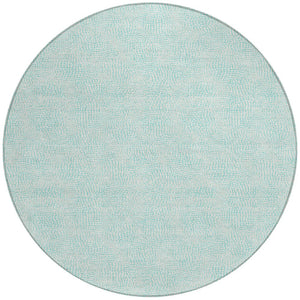Homeroots 3' Artichoke Green Geometric Washable Area Rug For Indoor And Outdoor Spaces - Durable Style! 8' Round Polyester 602409