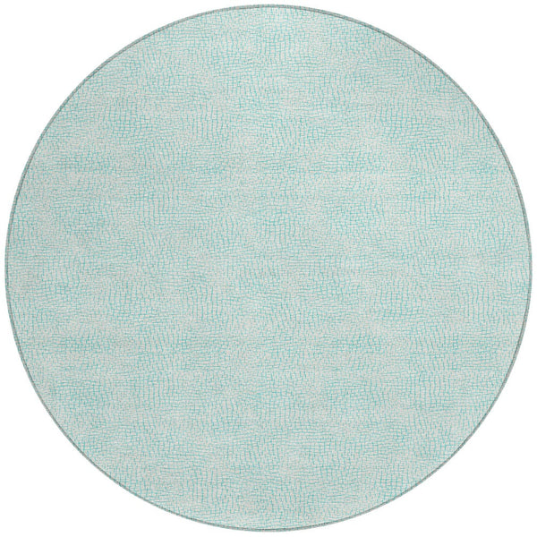 Homeroots 3' Artichoke Green Geometric Washable Area Rug For Indoor And Outdoor Spaces - Durable Style! 8' Round Polyester 602409