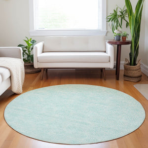 Homeroots 3' Artichoke Green Geometric Washable Area Rug For Indoor And Outdoor Spaces - Durable Style! 8' Round Polyester 602409