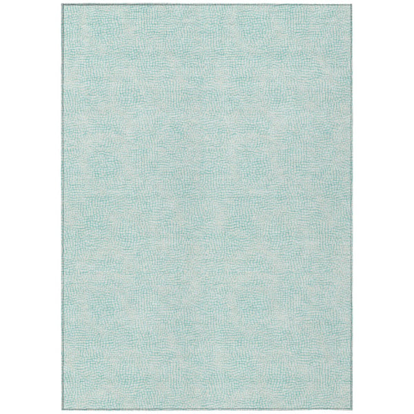 HomeRoots 5' Stylish Aqua and Ivory Geometric Area Rug - Durable, Washable Design for Indoor and Outdoor Use 8' X 10' 602410