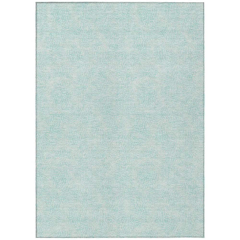 HomeRoots 9' X 12' Aqua and Ivory Geometric Area Rug - Durable, Washable, Perfect for Indoor & Outdoor Spaces 602411