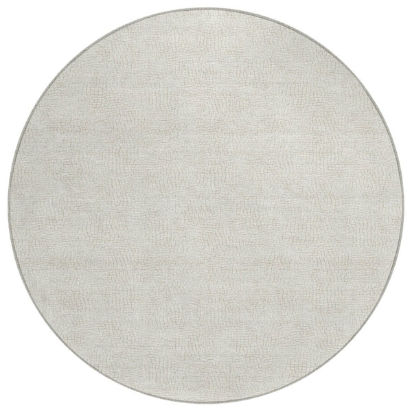 HomeRoots 5' Durable Beige and Brown Geometric Washable Area Rug for Indoor and Outdoor High-Traffic Use 8' Round 602415