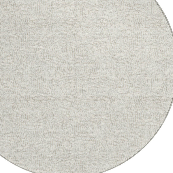 Homeroots 3' Artichoke Green Geometric Washable Area Rug For Indoor And Outdoor Spaces - Durable Style! 8' Round Polyester 602415