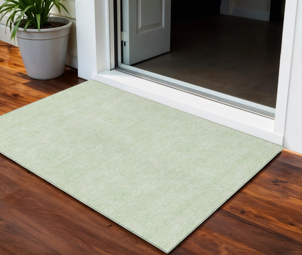 Homeroots 3' Artichoke Green Geometric Washable Area Rug For Indoor And Outdoor Spaces - Durable Style! 3' X 5' Polyester 602425