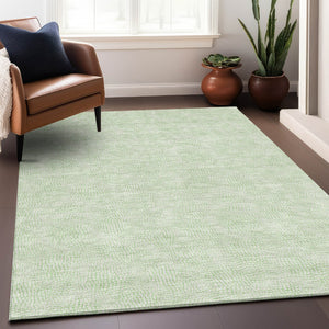 Homeroots 3' Artichoke Green Geometric Washable Area Rug For Indoor And Outdoor Spaces - Durable Style! 3' X 5' Polyester 602425