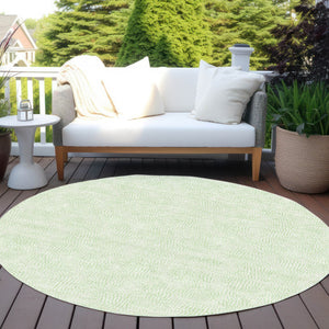 Homeroots 3' Artichoke Green Geometric Washable Area Rug For Indoor And Outdoor Spaces - Durable Style! 8' Round Polyester 602427