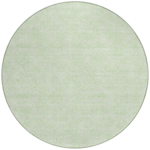 Homeroots 3' Artichoke Green Geometric Washable Area Rug For Indoor And Outdoor Spaces - Durable Style! 8' Round Polyester 602427