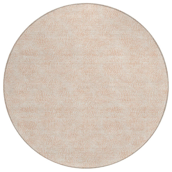HomeRoots 5' Stylish Peach and Beige Geometric Area Rug - Durable, Washable Design for Indoor and Outdoor Use 8' Round 602433