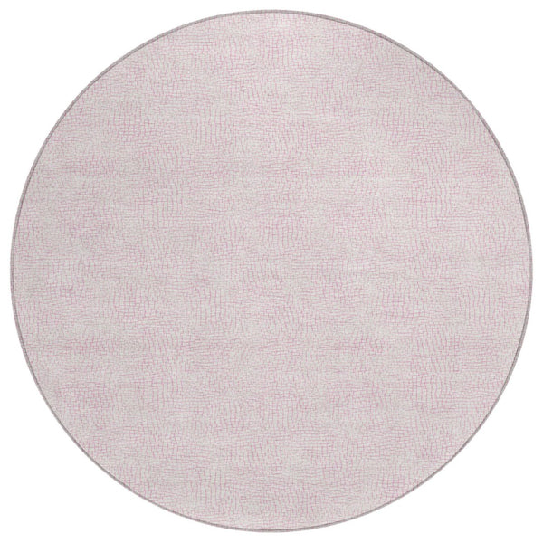HomeRoots 5' Modern Pink and Ivory Geometric Area Rug for Indoor and Outdoor Use – Durable, Washable, Versatile 8' Round 602439