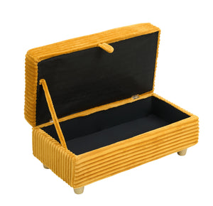 English Elm Orange Corduroy Single Sofa with Ottoman Storage, Built-In Armrest Compartments, Removable Pillow Covers W1658S00140