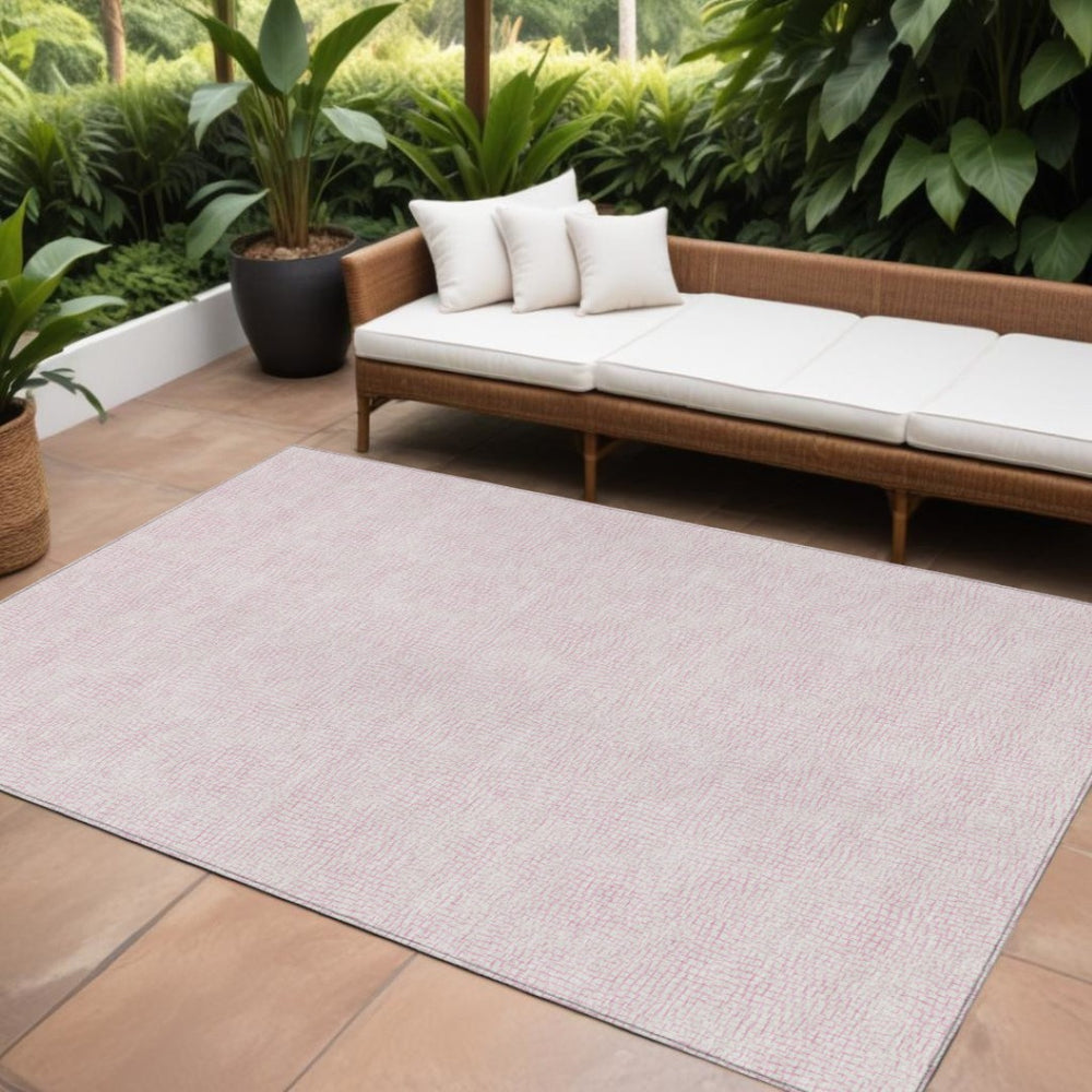 HomeRoots 5' Modern Pink and Ivory Geometric Area Rug for Indoor and Outdoor Use – Durable, Washable, Versatile 8' X 10' 602440