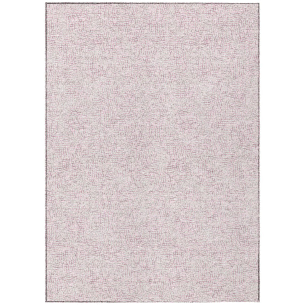 HomeRoots 5' Modern Pink and Ivory Geometric Area Rug for Indoor and Outdoor Use – Durable, Washable, Versatile 8' X 10' 602440
