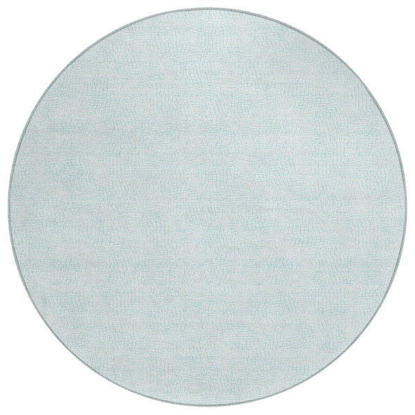 HomeRoots 5' Sky Blue & Ivory Geometric Area Rug – Stylish, Durable, Washable for Indoor & Outdoor Use 8' Round 602445